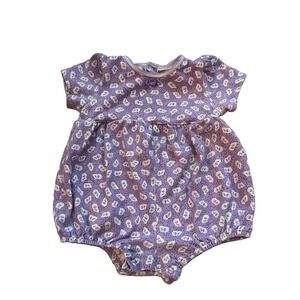 Vintage Carters Size 12-18 Months Purple Floral Cotton Bubble Romper